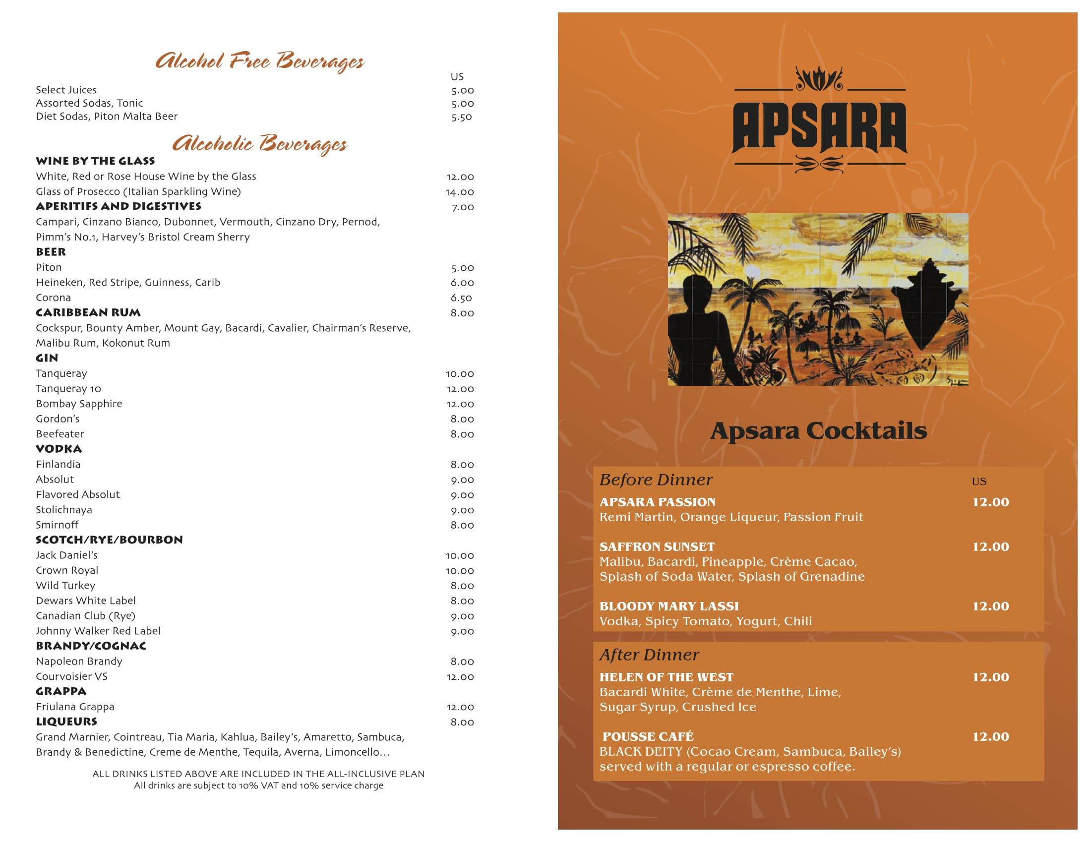 Apsara Menu